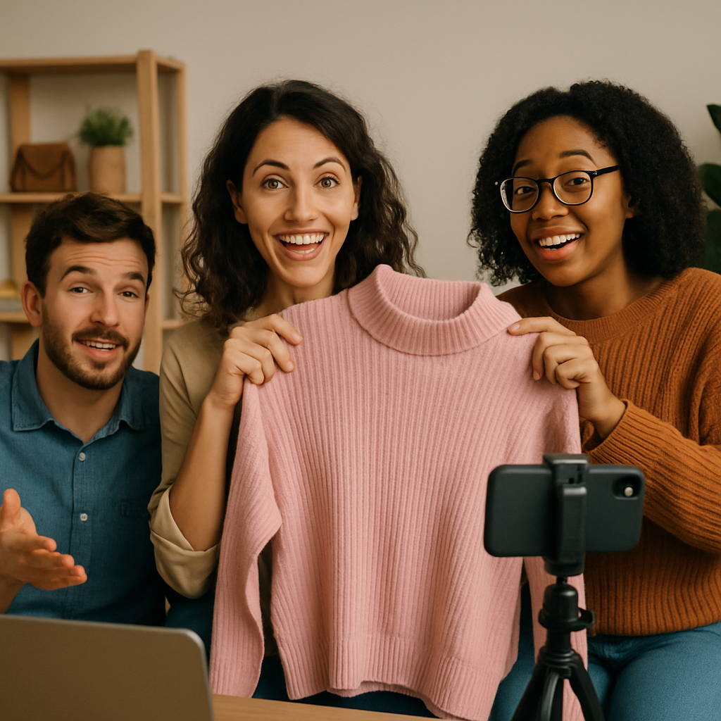 Personnes interagissant lors d'une session de live shopping