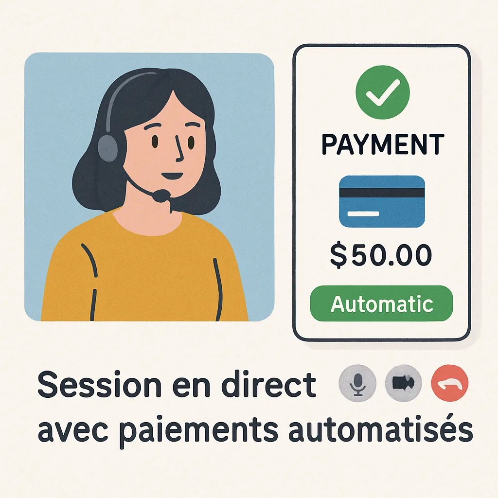 Image d'une session en direct avec des paiements automatisés